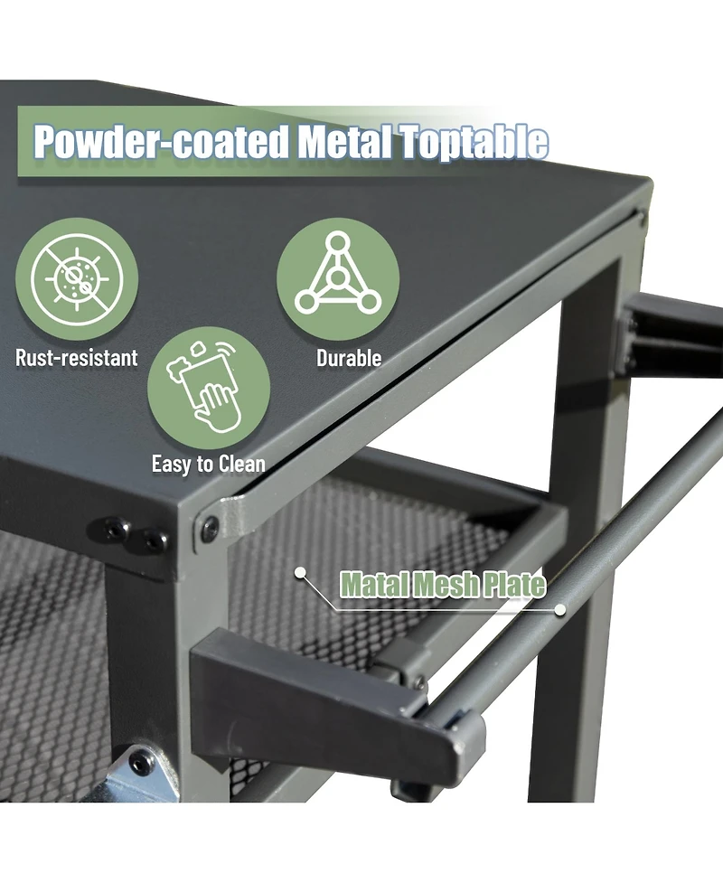 Rust-Proof Outdoor Cooking Prep Table with Ample Storage and Easy Mobility