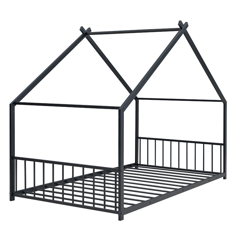 Streamdale Twin Metal House Bed, Black