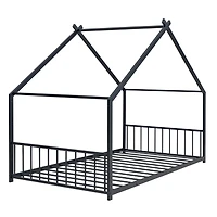 Streamdale Twin Metal House Bed, Black