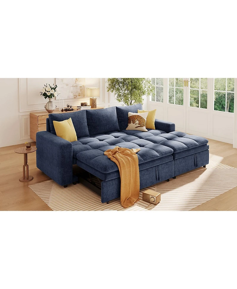Streamdale Furniture Modern Chenille Fabric Corner Sofa Bed with Storage