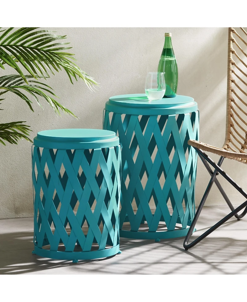 Streamdale Stylish and Portable Lattice Design Patio Side Tables (Set of 2)