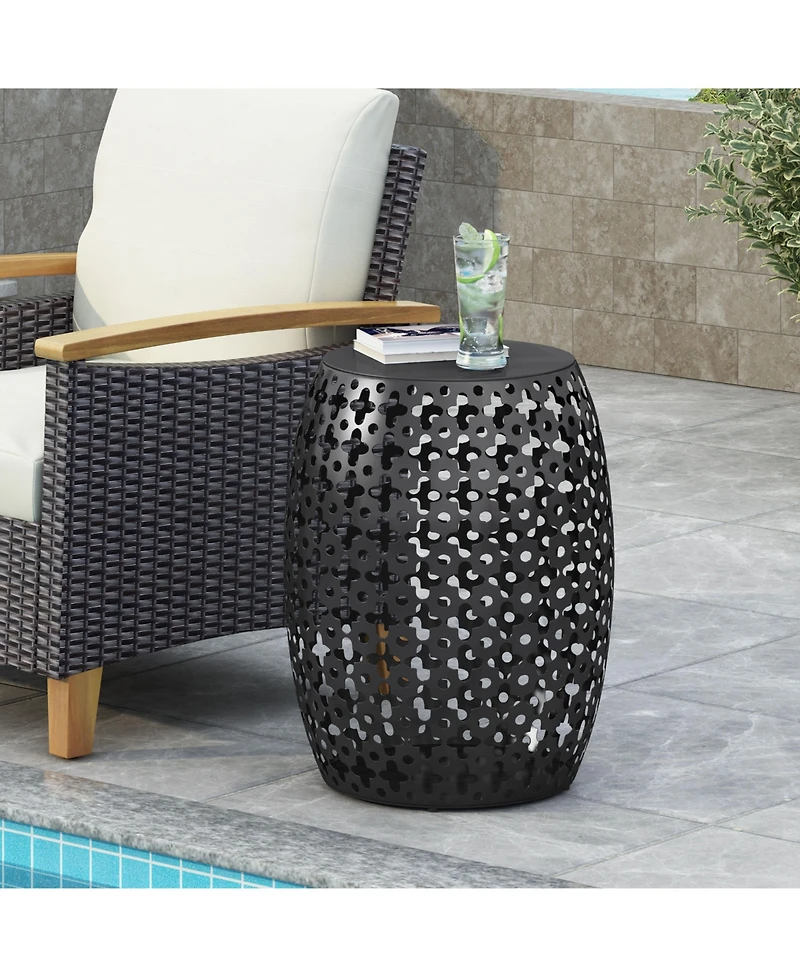 Streamdale Modern Side Table Elegant Iron Cut Design, Durable Frame, No Assembly
