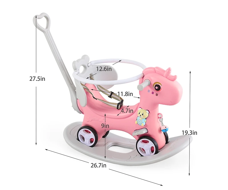 Streamdale 4-in-1 Rocking Horse Balance Bike, Ride-On, Rocking, and Balance Board