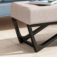 Simplie Fun Modern Tufted Upholstered Bench with Black Geometric Legs