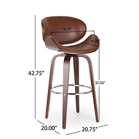 Streamdale Bentwood Barstool with Faux Leather