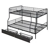 Streamdale Full Xl Over Queen Metal Bunk Bed with 2 Drawers, Black
