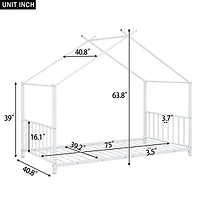 Streamdale Twin Metal House Platform Bed, White