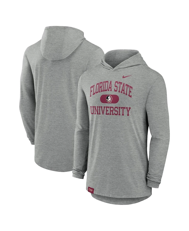 Nike Men's Heather Gray Florida State Seminoles Blitz Hoodie Long Sleeve T-Shirt