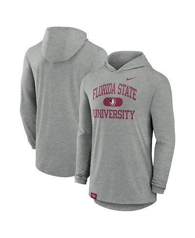 Nike Men's Heather Gray Florida State Seminoles Blitz Hoodie Long Sleeve T-Shirt