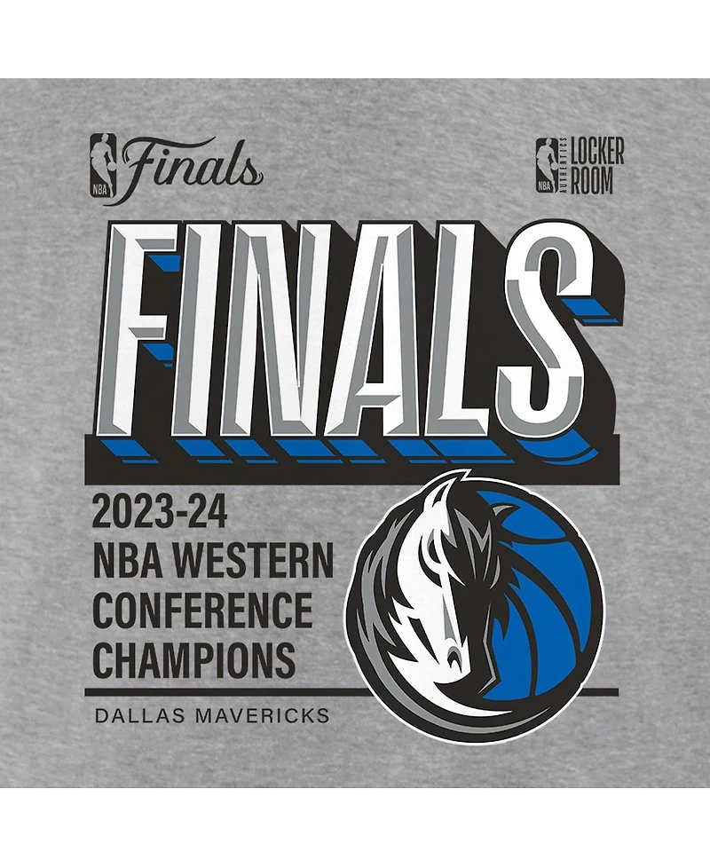 Fanatics Women's Heather Gray Dallas Mavericks 2024 Western Conference Champions Locker Room Plus V-Neck T-Shirt