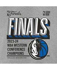 Fanatics Women's Heather Gray Dallas Mavericks 2024 Western Conference Champions Locker Room Plus V-Neck T-Shirt
