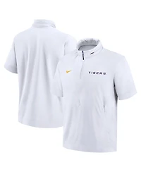 Nike Men's White Lsu Tigers 2024 Sideline Coach Short Sleeve Half-Zip Hoodie Jacket