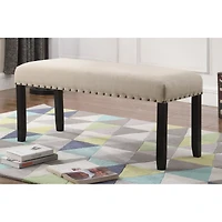 Streamdale Furniture Fabric Dining Bench with Nailhead Trim, Tan