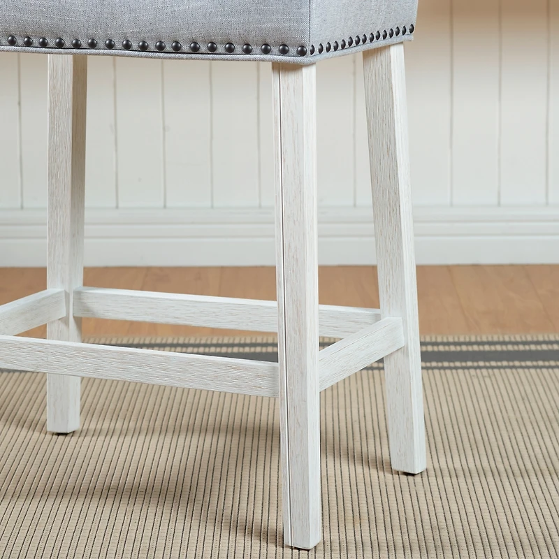 Streamdale Furniture Elegant Saddle Seat Barstools with Nailhead Trim