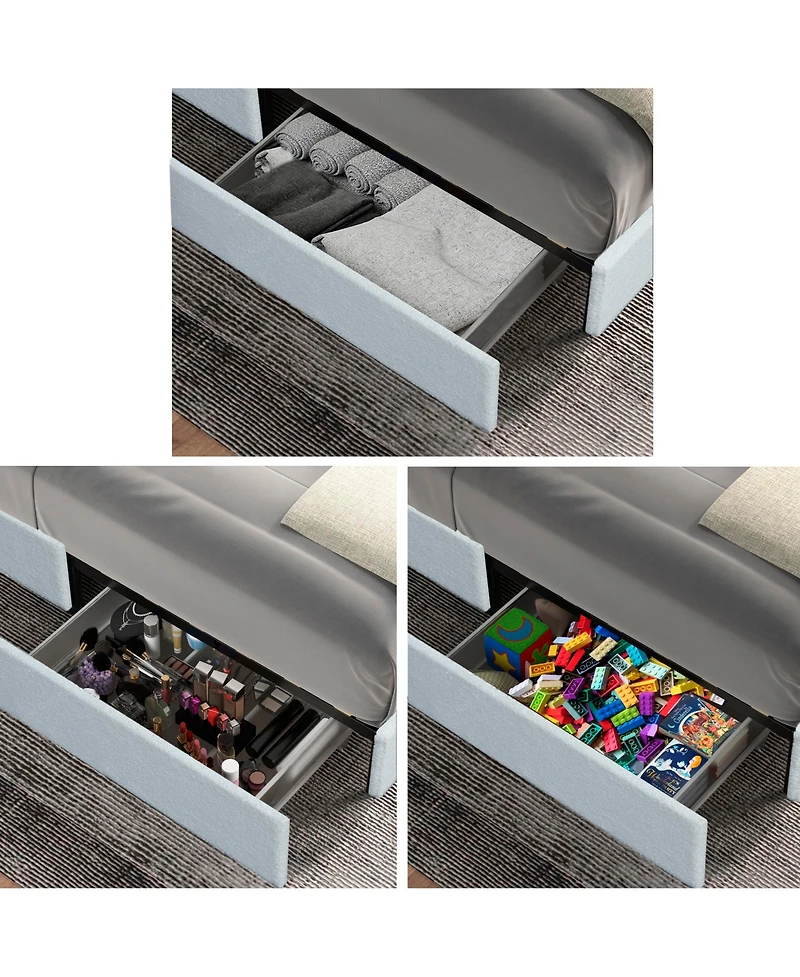 Streamdale Andover Mills Queen Boucle Platform Bed with Storage