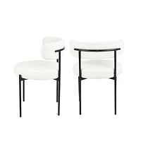 Streamdale Modern Round Boucle Dining Chairs, Set of 2, White