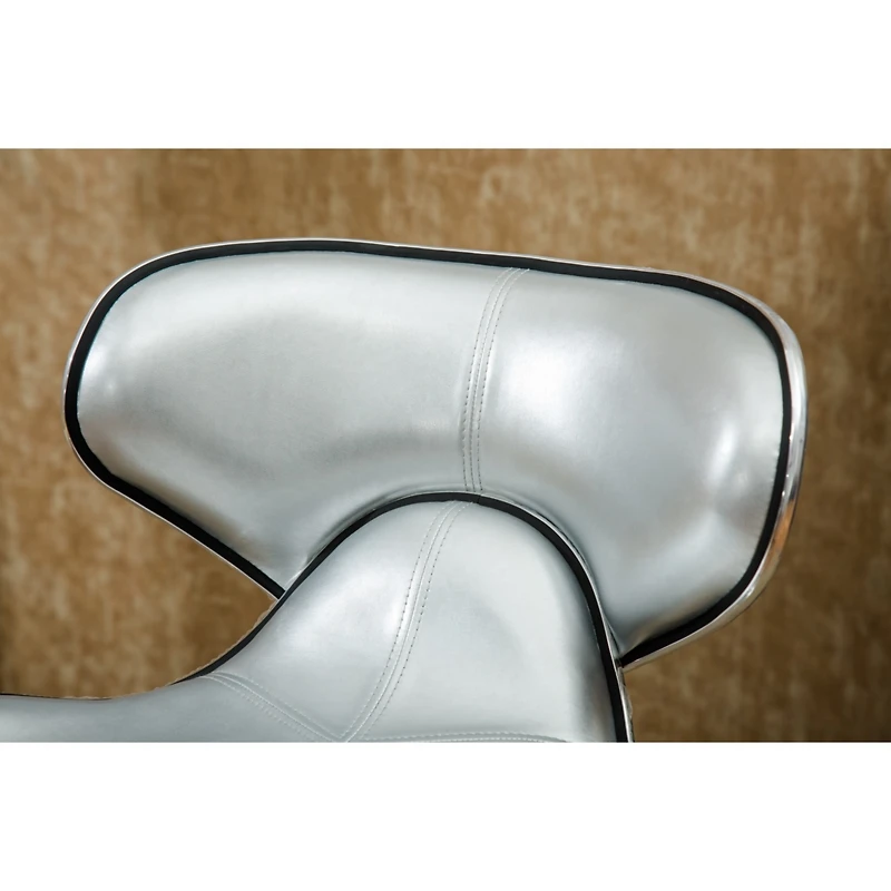 Streamdale Furniture Upholstery Airlift Adjustable Swivel Barstool with Chrome Base, Set of 2, Silver