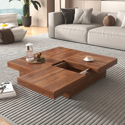 Streamdale Marble Veneer Sliding Top Coffee Table Walnut