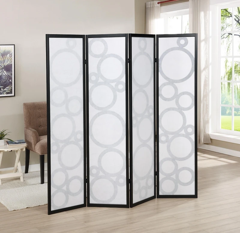 Streamdale Arvada 4-Panel Wood Room Divider with Circle Pattern
