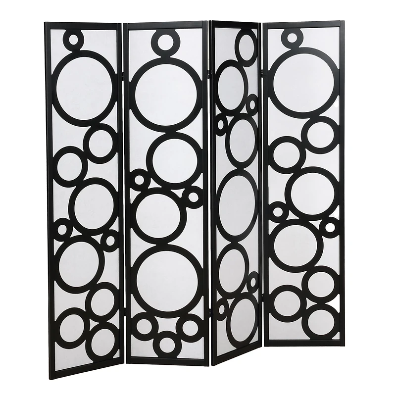 Streamdale Arvada 4-Panel Wood Room Divider with Circle Pattern