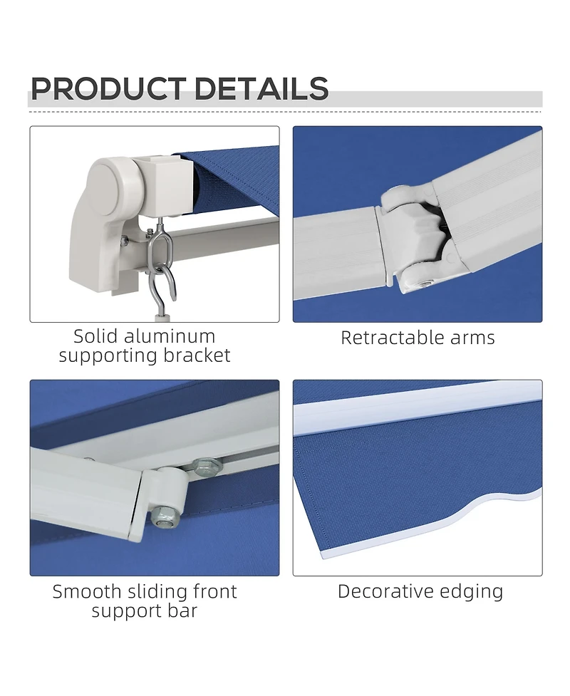 Solid Aluminum Retractable Awning with Adjustable Canopy and Uv Protection