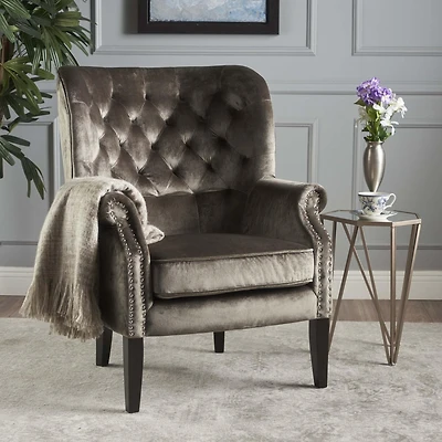 Streamdale Exceedingly Comfortable Velvet Club Chair with Handcrafted Detail