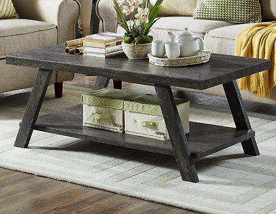 Streamdale Replicated Wood Shelf Coffee Table in Charcoal Finish