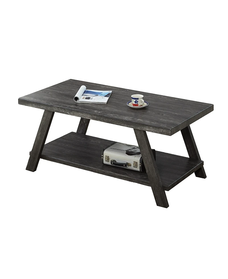 Streamdale Replicated Wood Shelf Coffee Table in Charcoal Finish