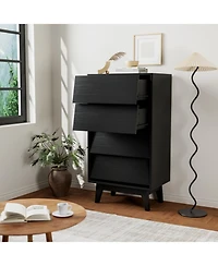 4 Drawer Double Dresser Features Vintage-style and Bevel Design