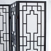 Sudoku 3 Panel Room Divider Screen, Black