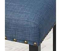 Streamdale Blue Fabric Counter Height Stools with Nailhead Trim, Set of 2