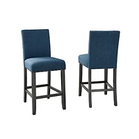 Streamdale Blue Fabric Counter Height Stools with Nailhead Trim, Set of 2