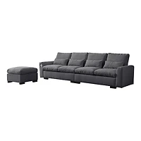 Streamdale Elegant Chenille Sofa with Reversible Ottoman and Built-in Usb Ports
