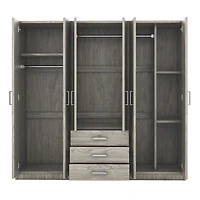 Streamdale 6-Doors Wooden Wardrobe Storage for Bedroom, with Big Drawers, White