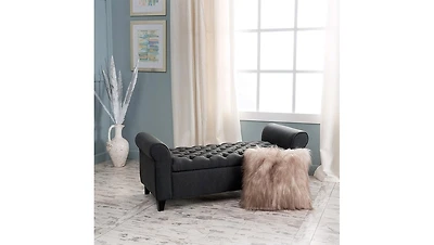 Streamdale Contemporary Button-Tufted Storage Ottoman with Rolled Arms