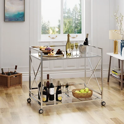 Streamdale Timeless Modern 2-Tier Bar Cart Sleek, Spacious, and Versatile