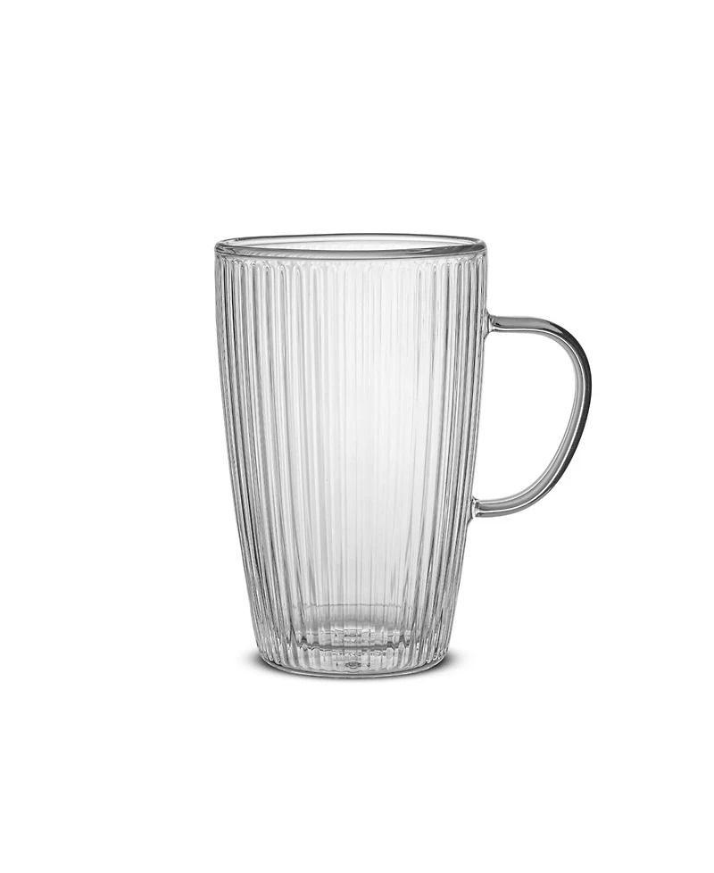 JoyJolt Savor Fluted Glass Coffee Mugs, Doublewall Insulated, 15oz, Set of 2
