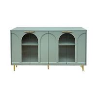Streamdale Furniture Mint Green Accent Cabinet 4 Glass Doors, Adjustable Storage