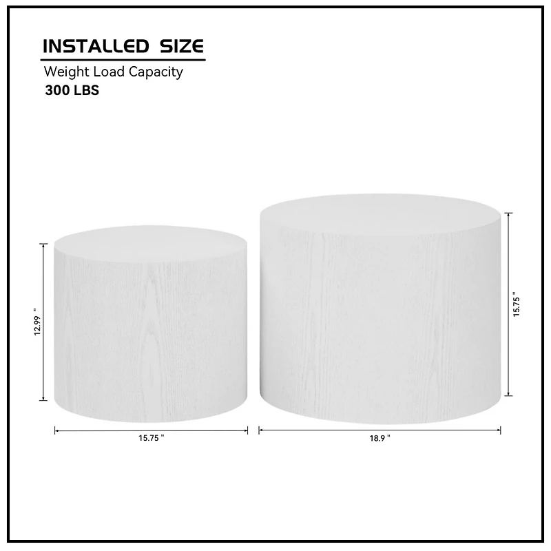 Simplie Fun Mdf Side/Coffee/End Table Set of 2 with Veneer (White)