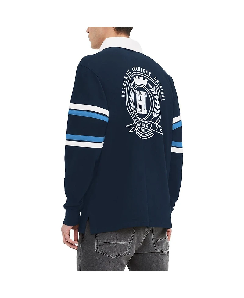 Tommy Hilfiger Men's Navy Tennessee Titans Cory Varsity Rugby Long Sleeve T-Shirt