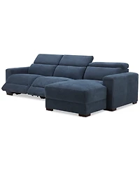 Nevio 3-Pc. Fabric Power Headrest Sectional and Chaise with 2 Motion Chairs