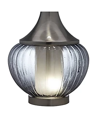360 Lighting Courtney Modern Table Lamp 28 1/2" Tall Fluted Smoked Glass with Nightlight White Linen Drum Shade for Bedroom Living Room Nightstan