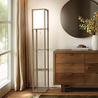 Maxwell 63" Led Shelf Column Floor Lamp with Lantern Shade