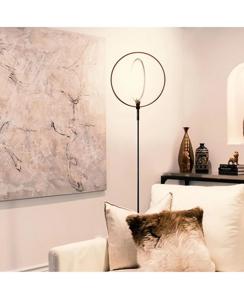 Eclipse 79" Led Torchiere Floor Lamp with Adjustable Rings