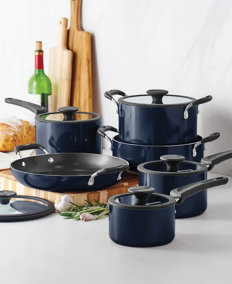 Tramontina Porcelain Enamel Heavy Gauge Aluminum Non Stick 11 Piece Cookware Set