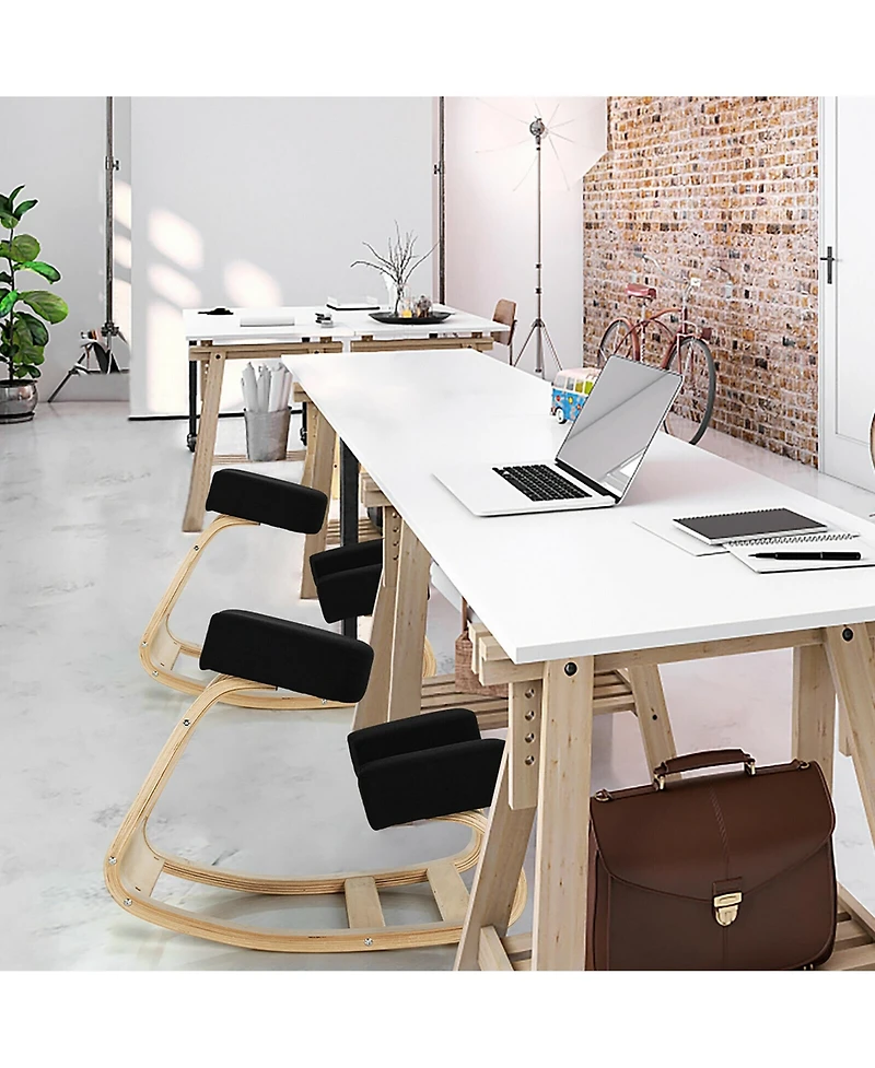 Gymax Ergonomic Kneeling Chair Rocking Stool Upright Posture Office Furniture Black