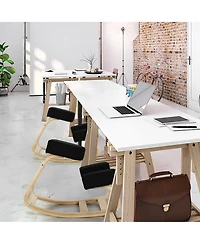 Gymax Ergonomic Kneeling Chair Rocking Stool Upright Posture Office Furniture Black