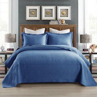 MarCielo 3 Pcs 100% Cotton Oversized Bedspread Quilt Set Tm -King