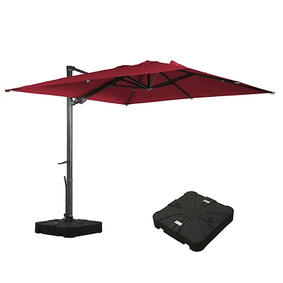 Mondawe 10ft Suqare 360 Degree Rotation Cantilever Umbrella w/ Weight Base Included