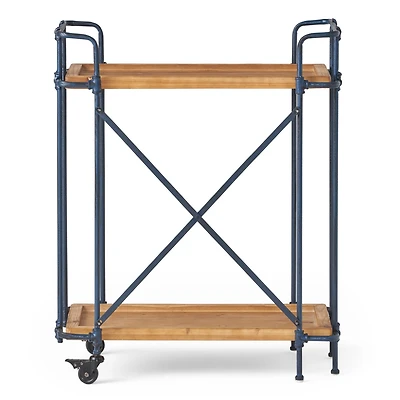 Streamdale Rustic Firwood Bar Cart with Iron Wheels